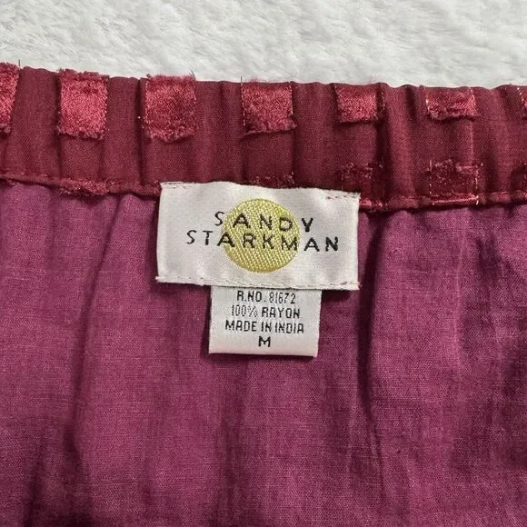 Sandy Starkman Multi-Color Patterned Maxi Skirt Tiered Beaded Shells Size M Boho